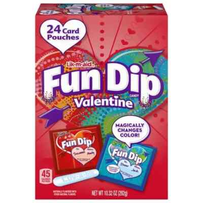 Lik-M-Aid 24 Card Pouches FUN DIP Dipping Candy Love Valentine's Day *BB 1/2026*