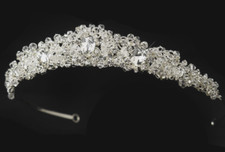 Genuine Swav. Austrian Crystal Silver Clear Princess Cut Bridal Tiara Headpiece