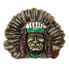 Indian Warrior Chief Men's Belt Buckle Cowboy Motorcyclist IW-01-G