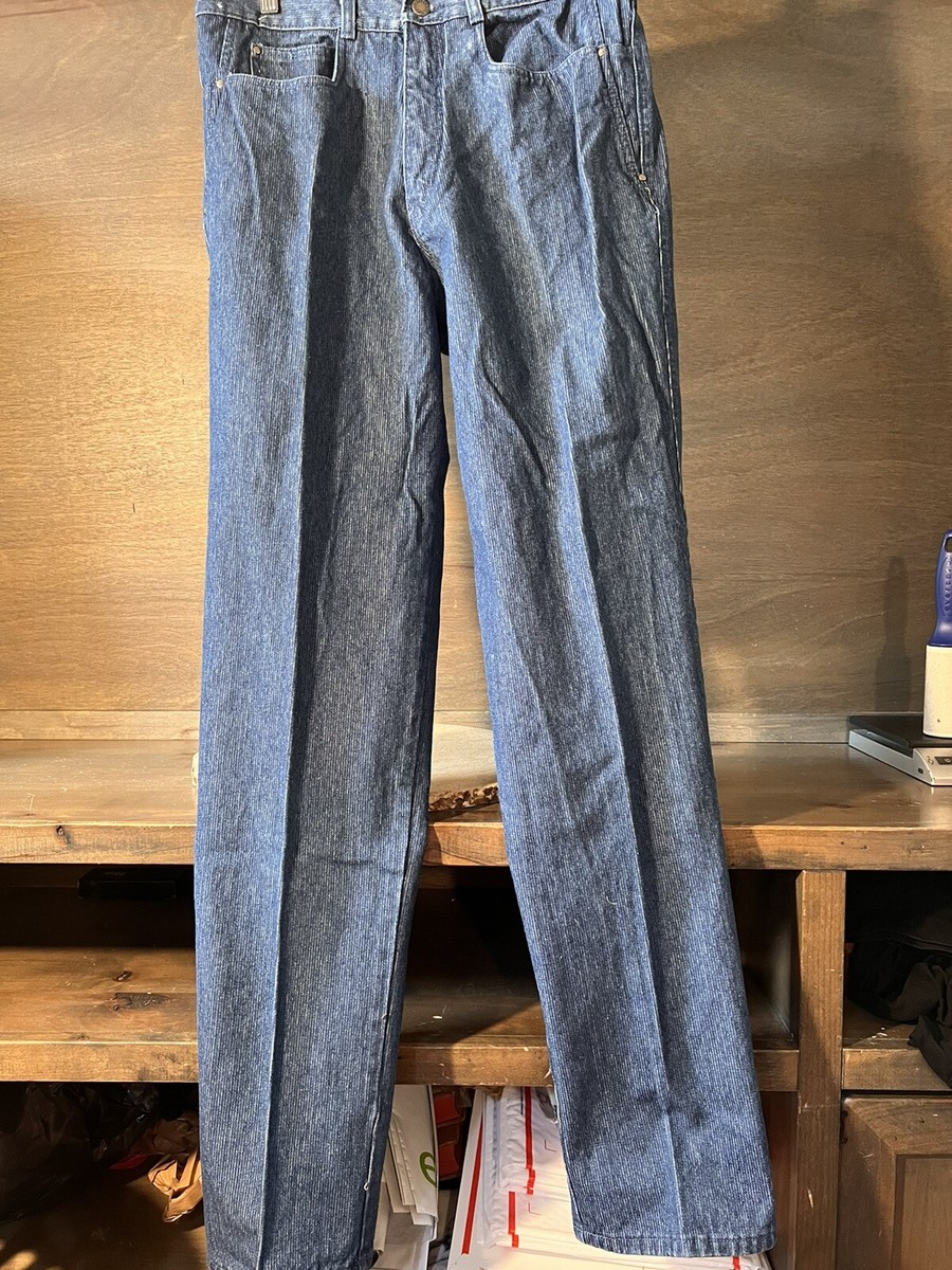 Vintage Brittania Jeans Mens 36x33 BLUE TEXTURED Y2K 90s PANTS EUC