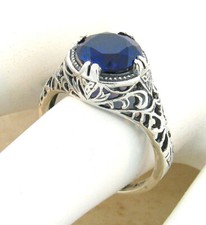 925 STERLING SILVER FILIGREE RING CLASSIC STYLE LAB-CREATED 2.5 CT SAPPHIRE 627X