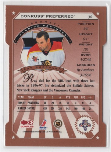1997-98 Donruss Preferred Cut to the Chase Ray Sheppard Florida Panthers #36 - Picture 2 of 2