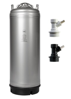 New 5 Gallon Ball Lock Beer Keg With Gas and Liquid Barbed Disconnects Homebrew