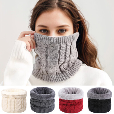Snood Scarf Unisex Twisted Knitted Neck Warmer Winter Mask Face Cover