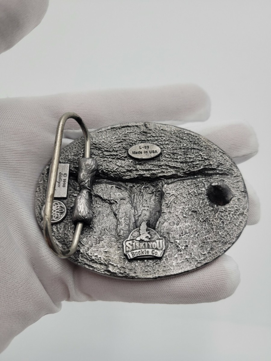 Siskiyou Buckle Co. Vintage Red & Green Buffalo Belt Buckle 1990