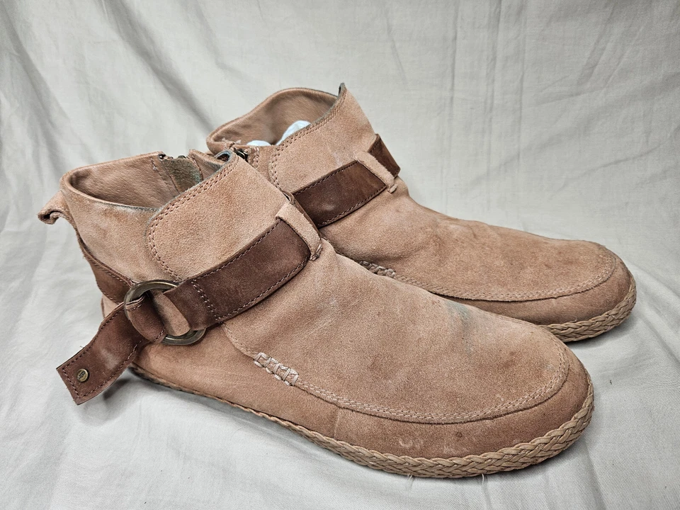 Ugg Sloan Arnés Botines Mujer Talla 11 Marrón Tostado Gamuza Cuero Ligero Foto 2 de 4
