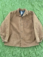 Vintage Carhartt C58 BRN Barn Chore Jacket Coat with Blanket Lining Size XL Mens
