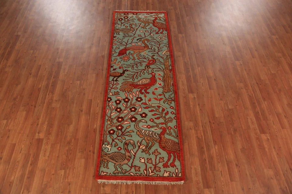 Alfombra de corredor Green Zeigler 8 pies - animal indio anudado a mano ilustrada 3x8 pies Foto 3 de 4