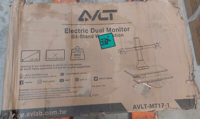 AVLT MT17-1 Dual 32'' Monitor Electric Standing Desk Converter with Keyboard Tray