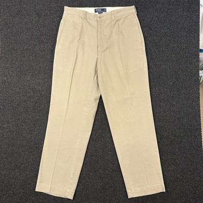 Polo Ralph Lauren Mens Chino Pants 33x32 Philip Pant Khaki Flat Front Preppy Y2K