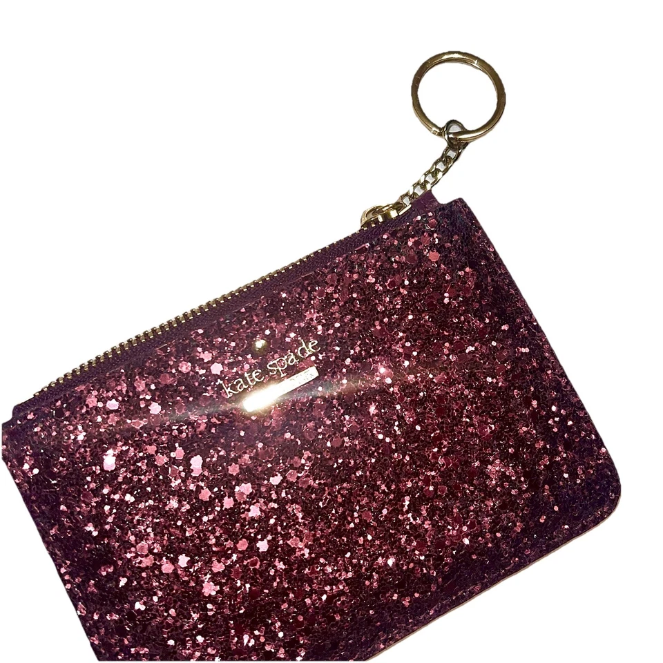 Kate Spade Bitsy Laurel Way Llavero Brillo Tarjeta Identificación Cambio Porta Billetera Cereza Foto 2 de 4