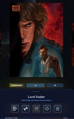Star Wars Card Trader - Digital Legendary Chrome Galaxy Lord Vader 25cc