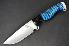 Busse Custom Son of Badger SOB .17" Satin INFI Black G10 G-rexed Blue Marble
