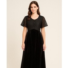 Vintage 1990s Ms. Choice Black Lace & Velvet Maxi Dress Made in USA large