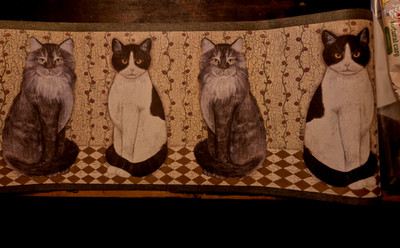 Wallpaper With Curious Cats Border Mid Wall Decorative Paper PLEASE ADOPT US