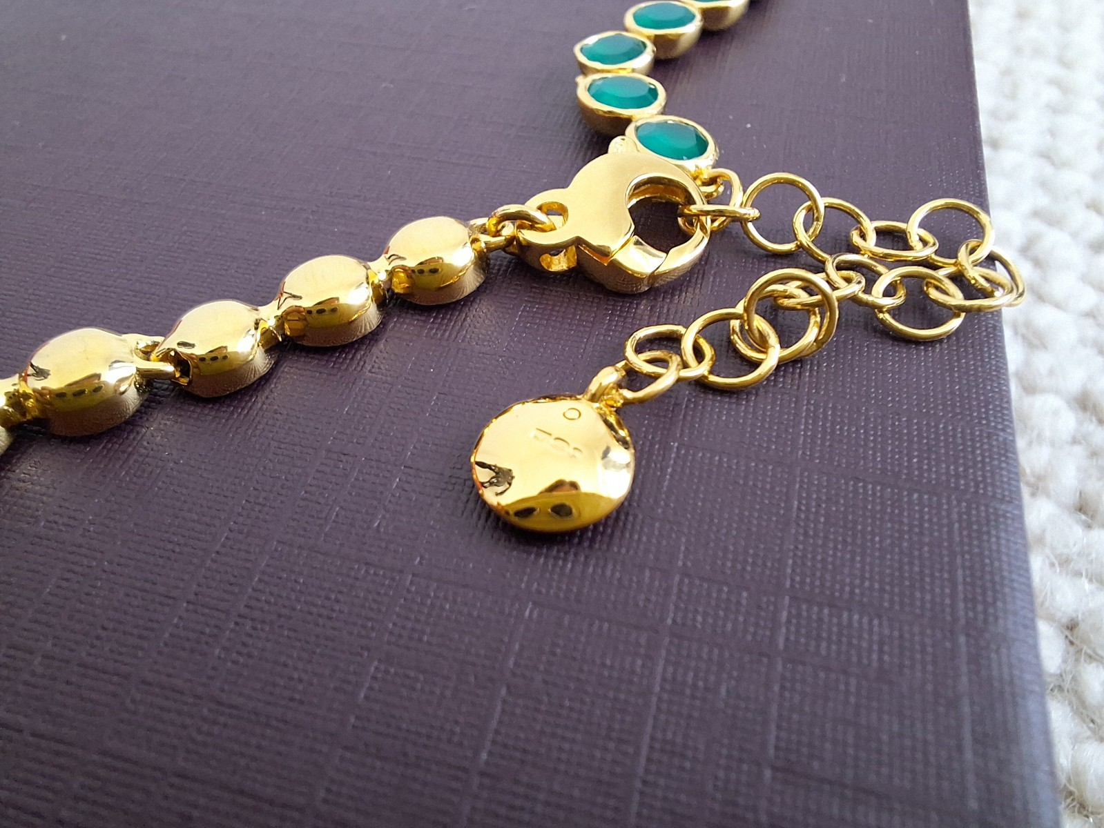 Monica Vinader X Kate Young 18k gold vermeil green onyx tennis necklace BNIB image 3