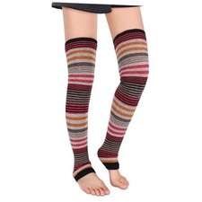 Wool Knit Leg Warmers for Women Vintage Boho Leg Warmers Long Black Striped