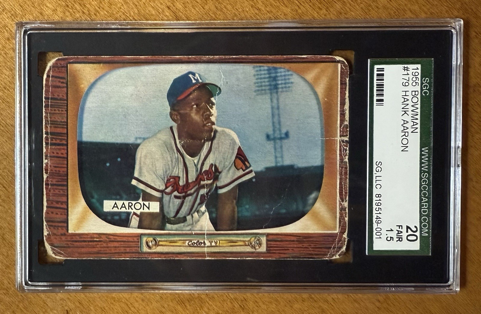 Hank Aaron 1955 Bowman #179 SGC 1.5, First Bowman Card
