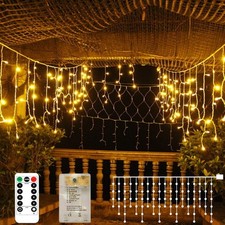Icicle Lights 90 Led 10 Ft Short Curtain Lights With 8 Modes Remote Controlpower