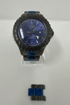 INVICTA PRO DUVER 15496 WATCH HEAVY CASE  BLUE DIAL GUNMETAL BAND NEW BATTERY