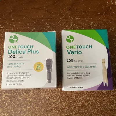 100 OneTouch Verio Test Strips & 100 Delica Plus Lancets Free Shipping