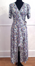 ASTR The Label Wrap Dress Small Purple Floral Hi Lo Maxi 100% Rayon