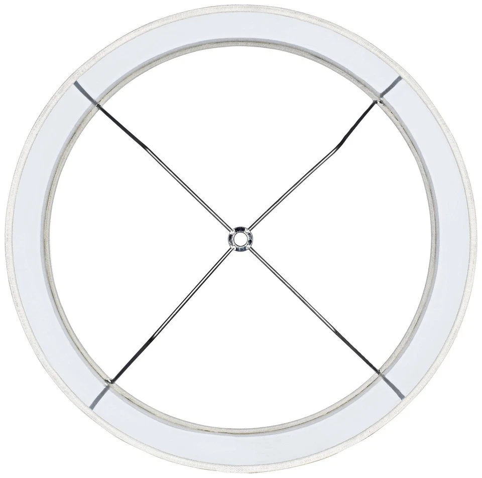 White Tall Linen Medium Drum Shade 14" Wide x 15" High (Spider) Replacement - Image 3 of 4