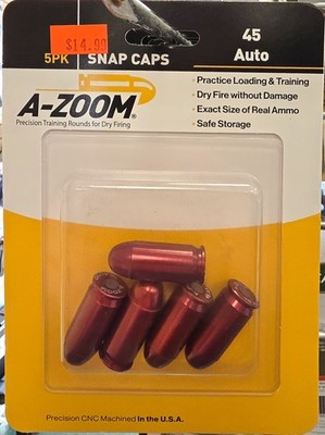 A-Zoom .45 ACP Snap Caps-Precision Metal Snap Cap-Pack of 5-15115