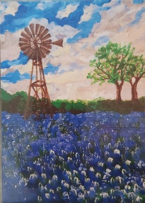 art print signed by Darnold ''Bluebonnet Afternoon'' copy of original painting