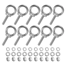 10-Sets Stainless Eyebolt M6x26mm Shoulder Lifting Eye Bolt with Nuts Washers