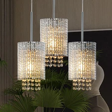 3 Pack Chrome Luxury Raindrop Crystal Chandelier Modern Pendant Light Fixtures