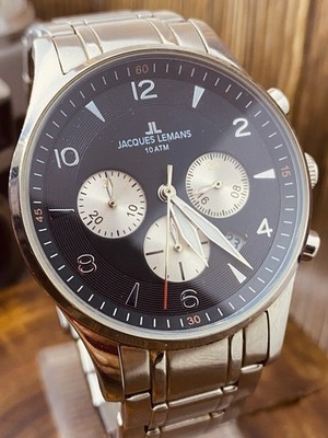 Jaques Lemans Mens Chronograph Ref. 1-1654.1 Quartz Watch #8732 | eBay