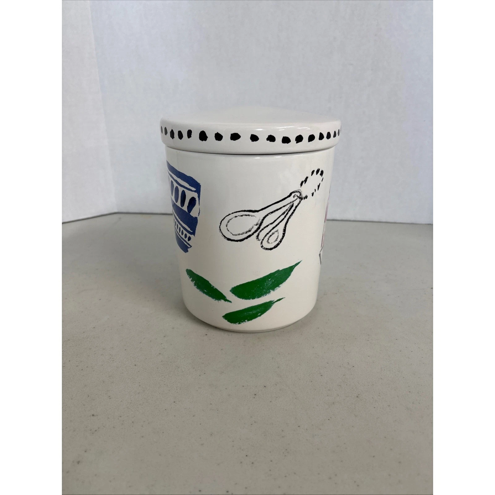 Kate Spade Whimsical Hand Painted Ceramic Kitchen Canister Food Motif
