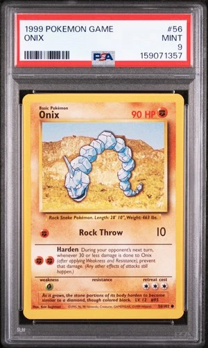 1999 POKEMON BASE SET UNLIMITED #56 ONIX PSA 9
