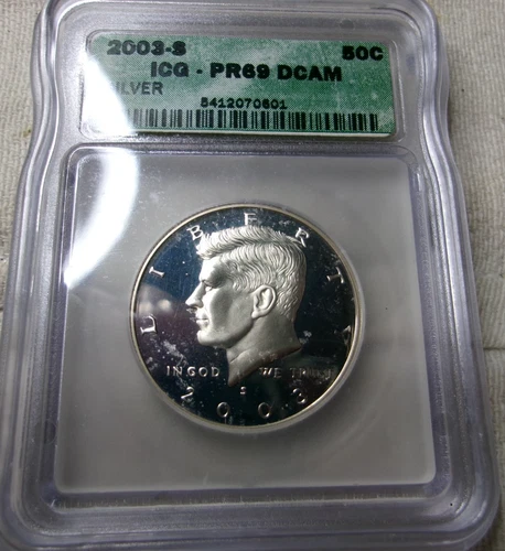 2003 S Silver Proof Kennedy Half Dollar ICG PR69DCAM