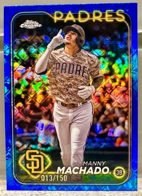 JERSEY # MATCH! 2024 Topps Chrome Manny Machado Logofractor Blue 13/150! PADRES!