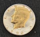 DANBURY MINT - UNCIRCULATED 1990-P KENNEDY HALF DOLLAR - GOLD AND SILVER PLATED