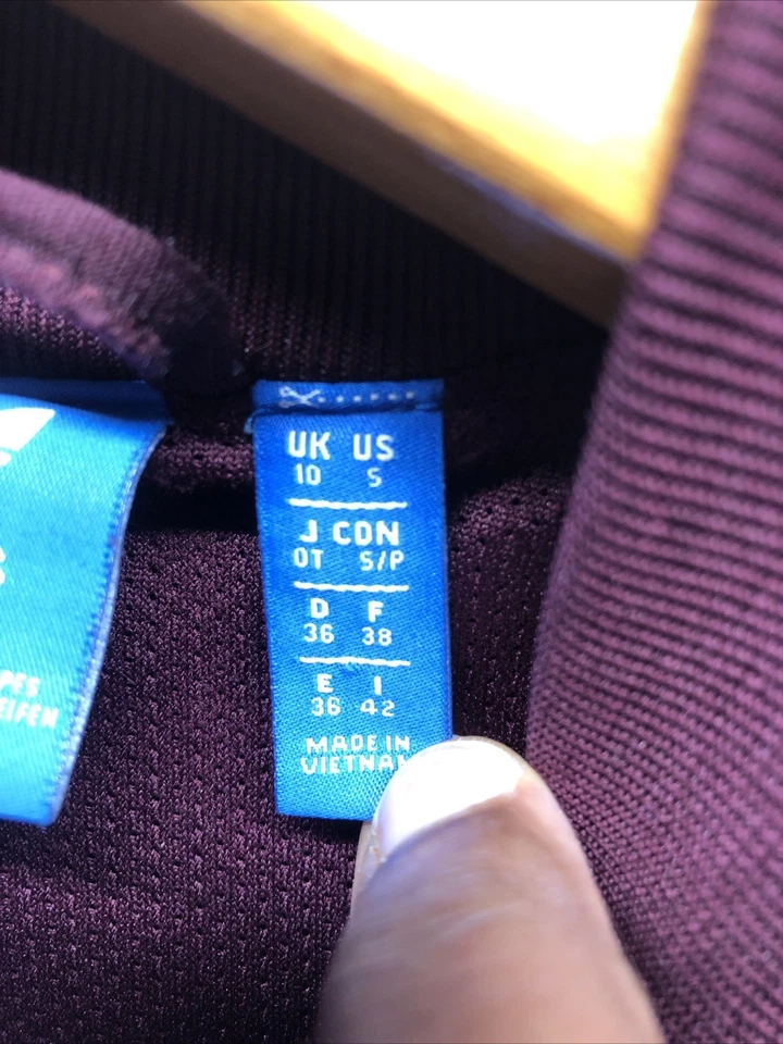 Adidas Women’s Jacket Size Small Burgundy White 3 Stripe Zip Pockets Athletic - Image 4 of 4