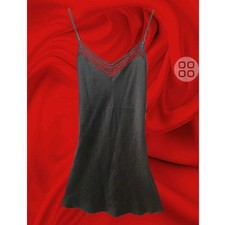 VTG '01 Victoria's Secret 100 Silk Slip Chemise Dress Multi-Strap Black Y2K