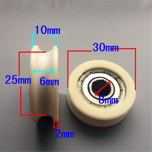 Puleggia nylon scudo metallo scanalatura U V 8~21 mm ruote rulli rotaia cuscinetti a sfera - Foto 8 di 10