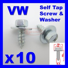 VW SELF TAPPING SCREWS & WASHER HEX HEAD 10mm  6.3mm X 19mm ZINC