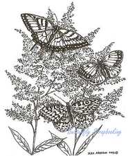 3 Butterfly Astilbe Flower Wood Mounted Rubber Stamp Northwoods Rubber Stamp New