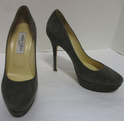 JIMMY CHOO grey suede platform stiletto 