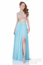 Terani P1018 Aqua Blue Stunning Prom Gala Gown Dress sz 0 NWT SALE!