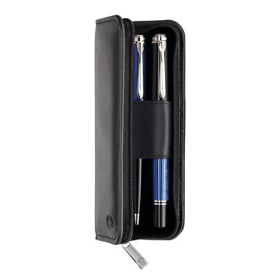 Genarbtes Leder-Etui schwarz, TGX2E, für zwei Schreibgeräte