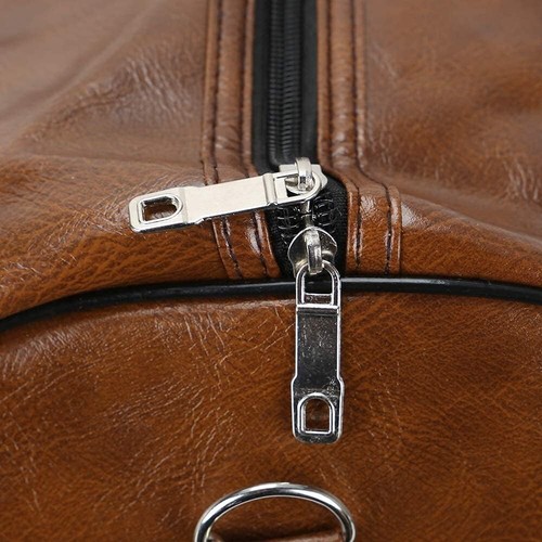 Mens PU Leather Duffle Weekend Bag Sports Travel Luggage Handbag Holdall Brown - Picture 7 of 7