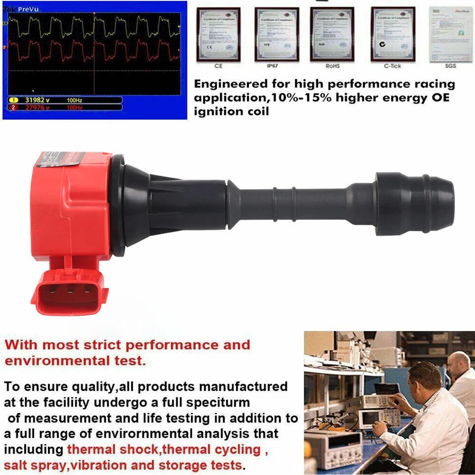 Set of 6 Ignition Coil Pack and Spark Plugs for Maxima Murano Pathfinder Quest - Image 3 of 4