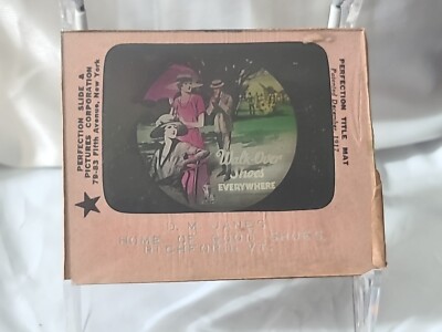 Magic Lantern Slide advertising Walk Over Shoes D M Janes Richford VT Perfection