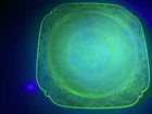 Federal Glass Uranium Bread Plate  Madrid Green Depression Square