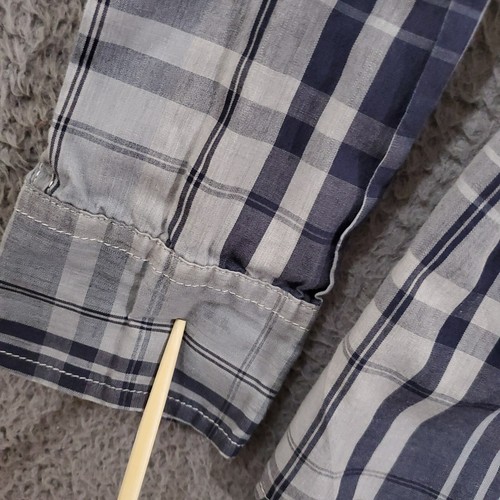 No Boundaries Shirt Mens Medium Blue Gray Plaid Western Snap Pockets Cowboy Dad - Picture 8 of 12
